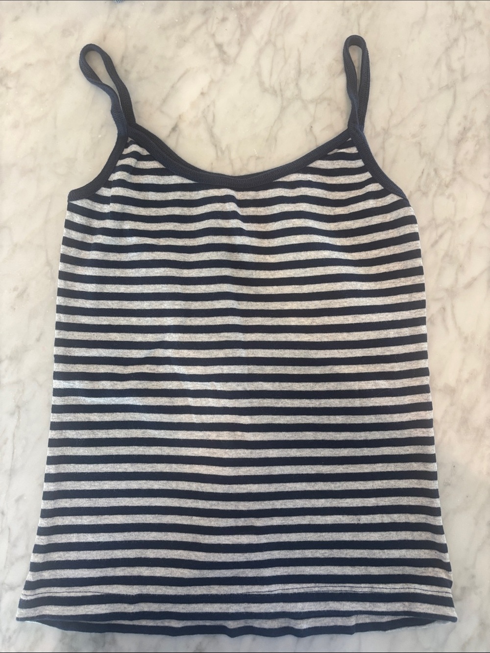 Brandy Melville Navy and White Spaghetti Strap Tank Top
